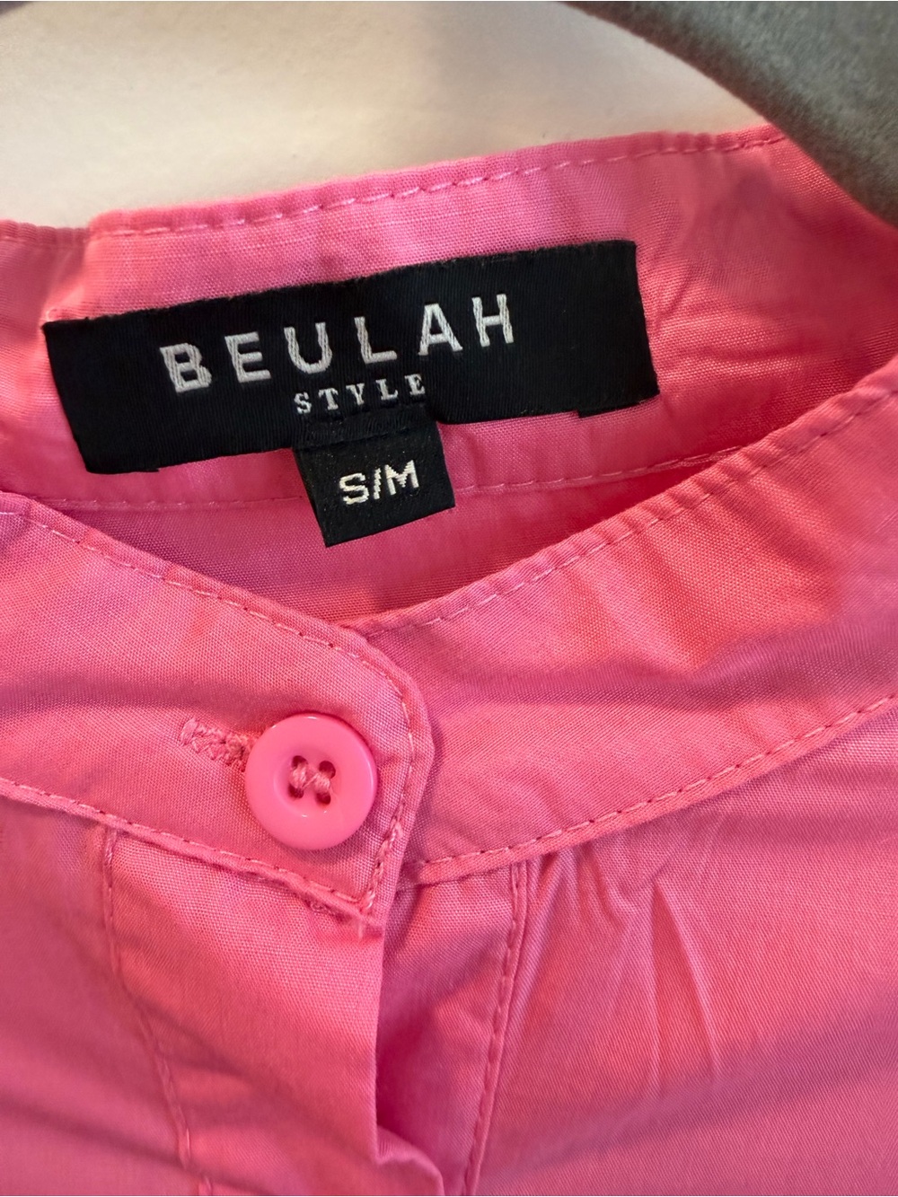 NWT Beulah Style Kendra Hot Pink Tiered Ruffle Sleeve Mini Shirt Dress S/M - Picture 4 of 9